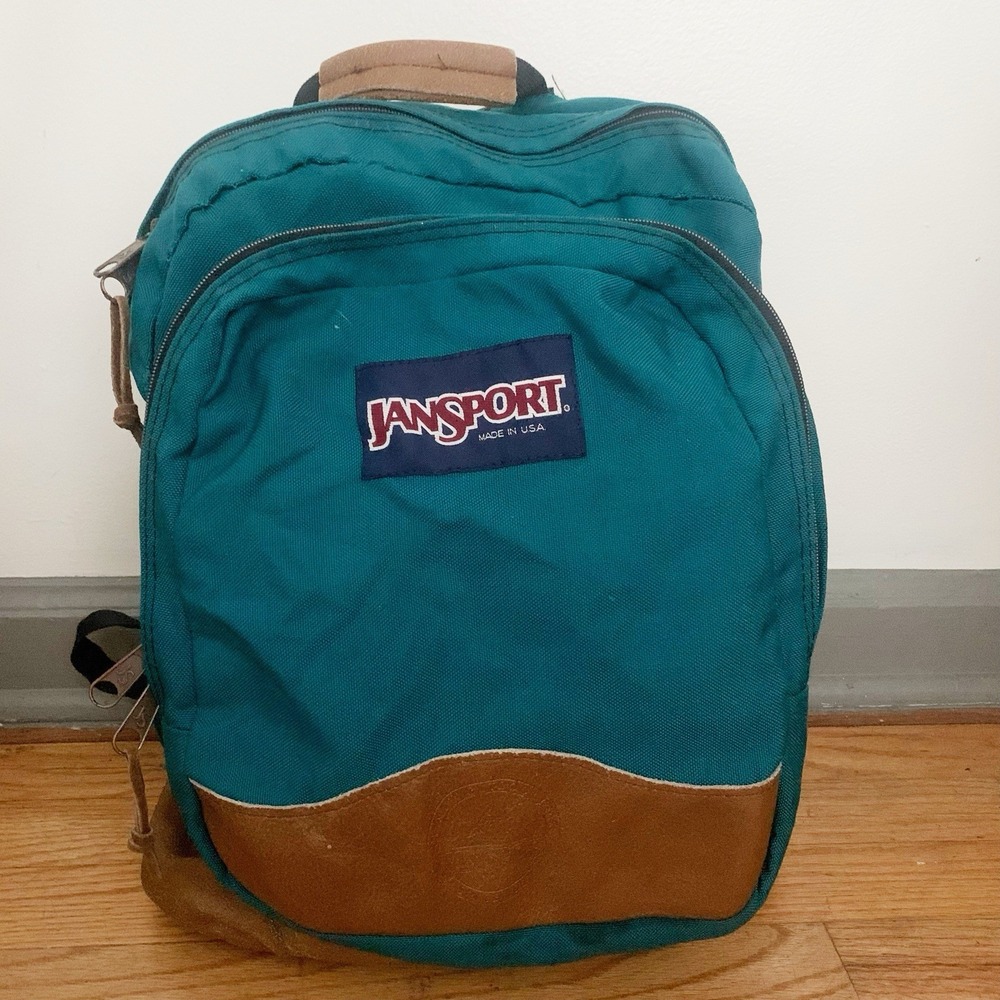 Vtg Jansport Double‎ Leather Bottom Backpack